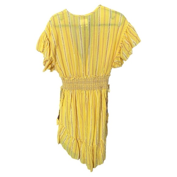 Saylor Size S Adrianne Shift Mini Dress Yellow V Neck
Hourglass Ruffle Sleeves - Picture 2 of 6